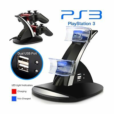 For Playstation 3 PS3 Dual Controller cha rger LED Charging Dock Station Stand