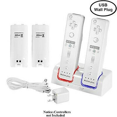 Kulannder Wii Remote Battery Charger(Free USB Wall Charger+Lengthened Cord) D...