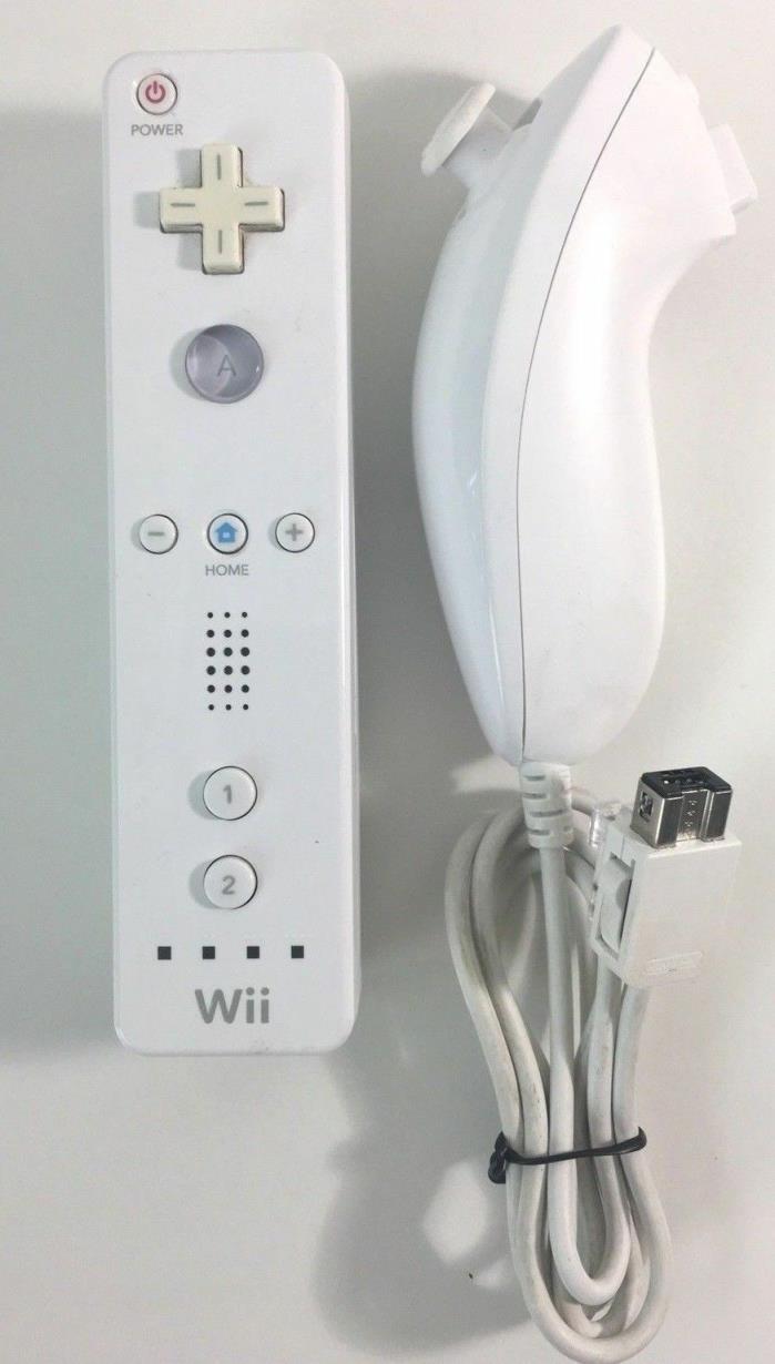 Nintendo Wii Controller And Nunchuck White Official Genuine OEM Authentic Tested