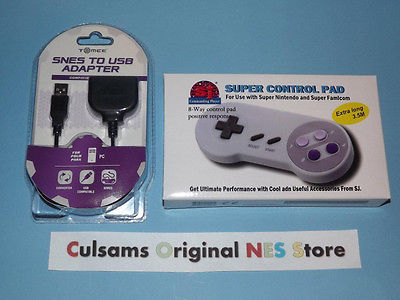 NEW SUPER NINTENDO SNES CONTROLLER & SNES TO USB ADAPTER WITH A 30 DAY GUARANTEE