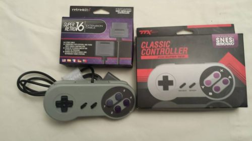 Lot of Two SNES Super Nintendo Third Party Controllers with 6 Foot Extension