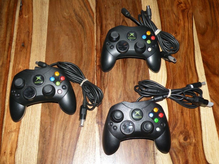 Microsoft Xbox Original Black Controller with Black Cable ~ OEM ~ CLEAN & TESTED