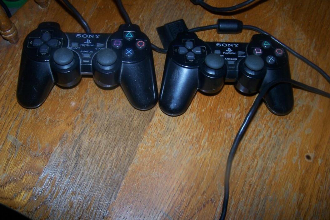 LOT OF 2 Sony PlayStation DualShock Analog Controller SCPH-10010  Original CLEAN