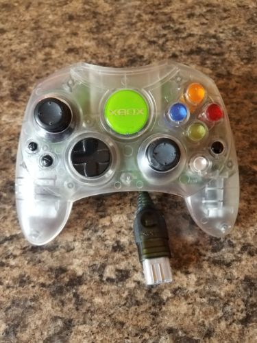 Xbox Original Crystal Controller Green Xbox Jewel + transparent ABXY buttons