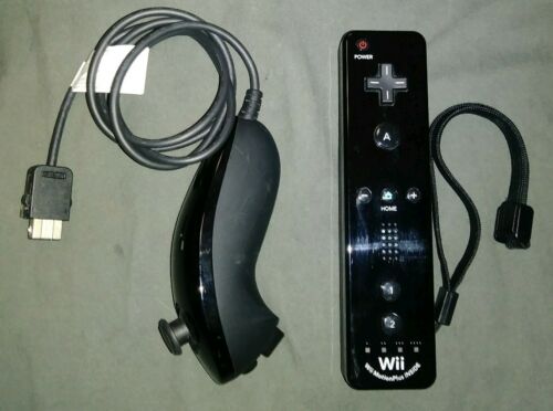 Black Nintendo Remote Plus Motion Controller with Numchuck Tested Works