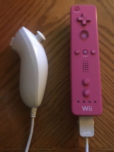 Pink OEM Wii Controller With White Nunchuck - Wiimote - Tested - RVL-003