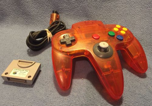 Genuine Nintendo 64 Atomic Orange Controller with Nintendo Controller Pak