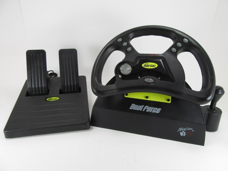 Mad Catz Dual Force Racing Wheel & Pedal for Playstation PS1 PS2 Tested