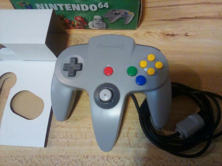 Official Nintendo 64 OEM Gray Controller Complete in Original Box