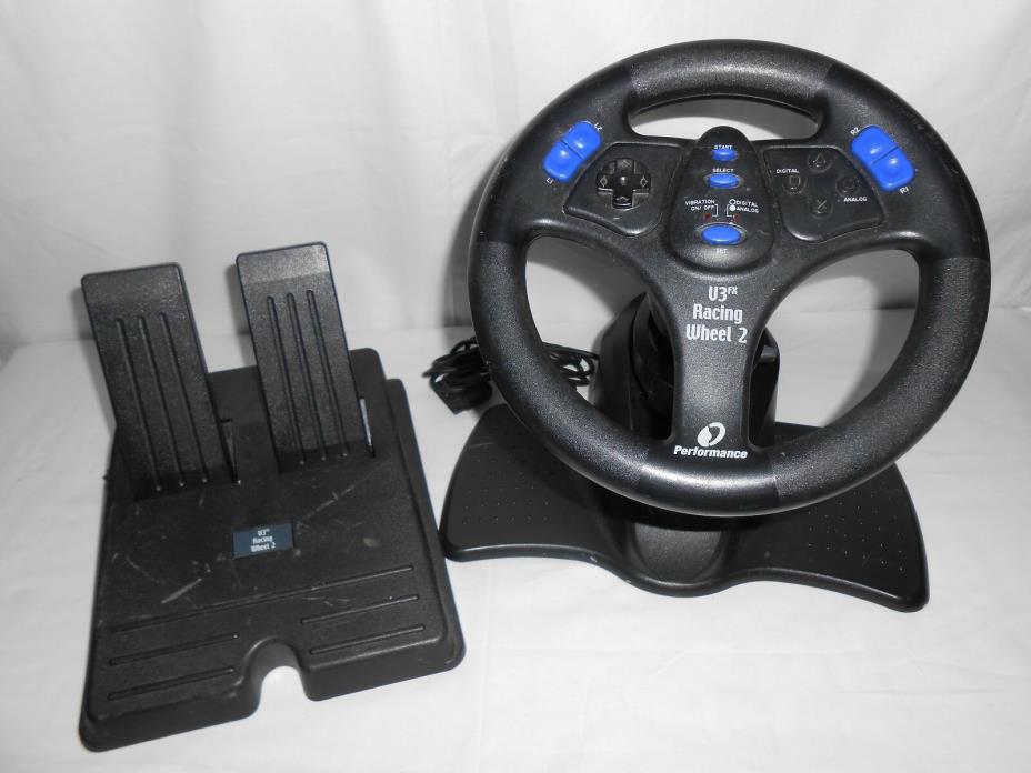 V3FX RACING WHEEL 2 FOR PS2 PLAY STATION 2 W/ STEERING WHEEL FOOT PEDAL