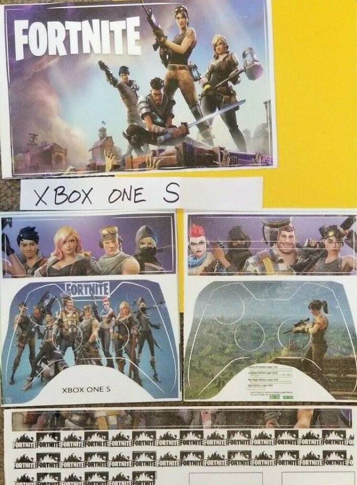 NEW Fortnite Skins For Microsoft XBOX One S Skin Decal Console & 2 Controllers