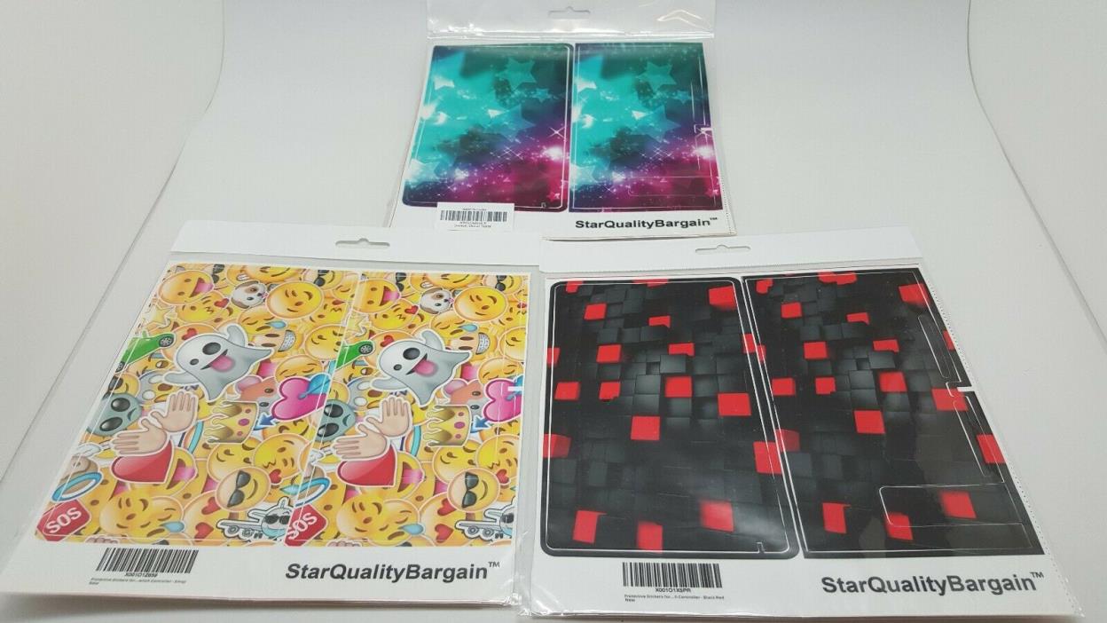 3-Nintendo Switch Decals Game System Skin Sticker Stars Emoji Black Red Squares