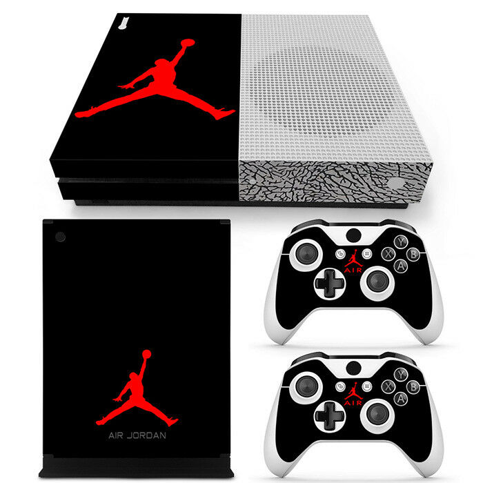 Michael Jordan Air Skin Sticker Microsoft Xbox One S Console and 2 controllers