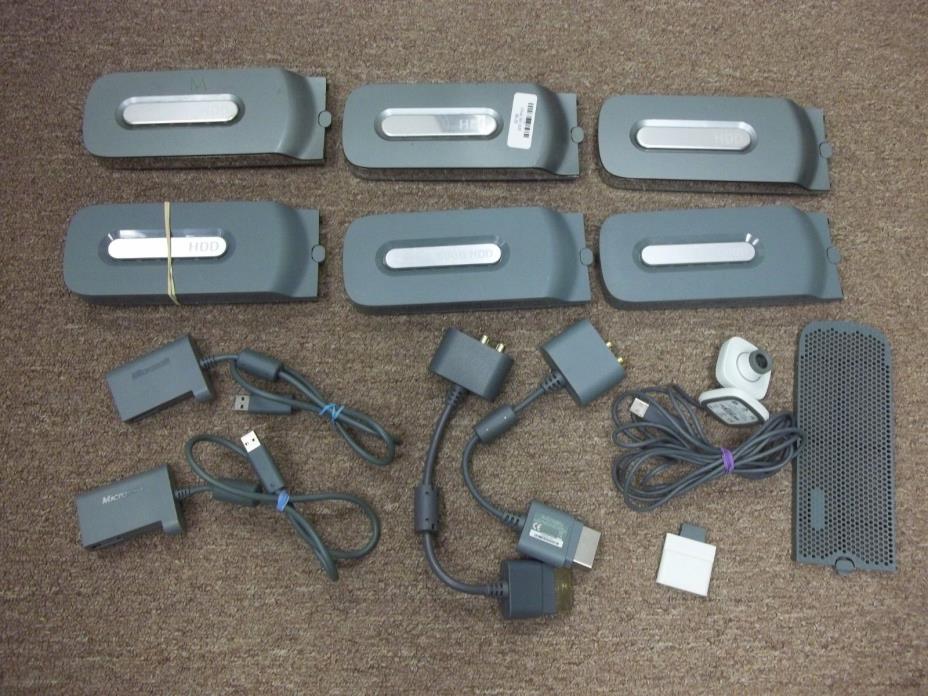 XBOX 360 lot External Hard Drives transfer cables webcam memory card