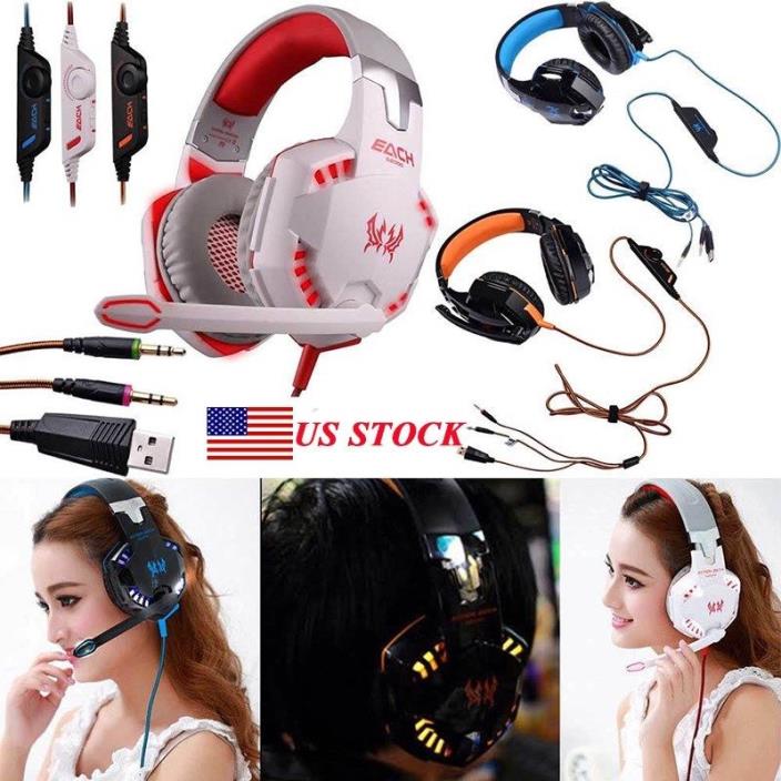 New Gaming Headset Mic LED Headphones Microphone Stereo Surround PS3 PS4 Xbox