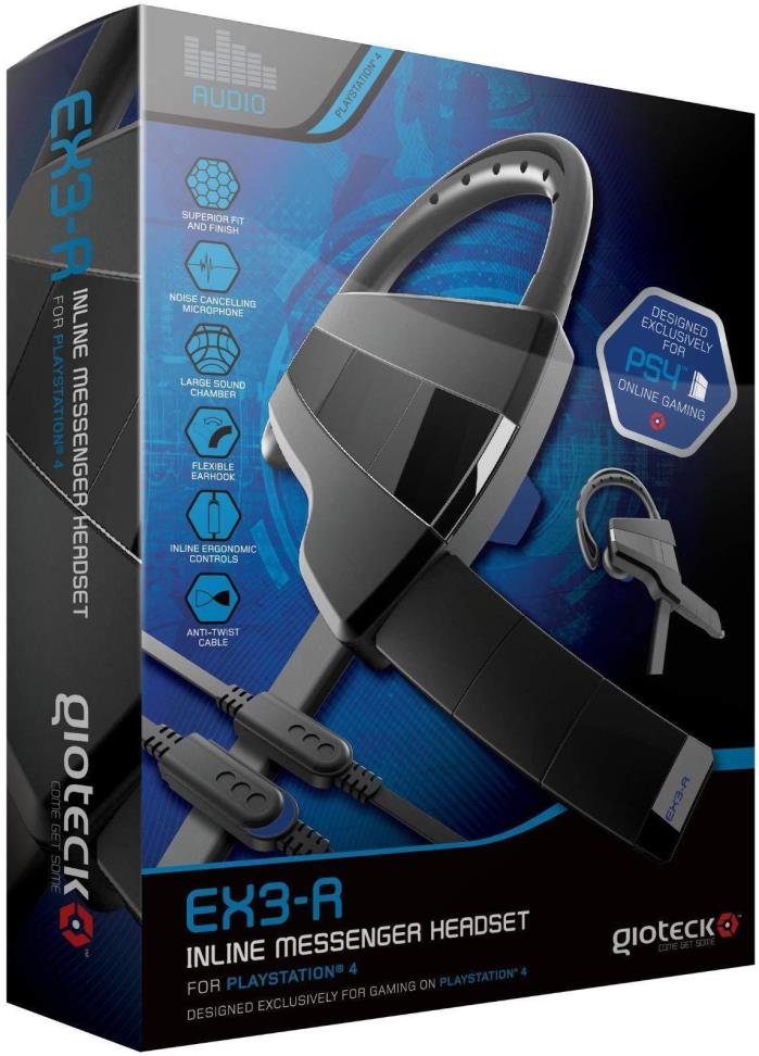 GIOTECK EX3-R INLINE MESSENGER HEADSET for PS4/Playstation 4~EX3R~NEW