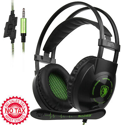 Gaming Headset Headphone 3.5mm Wired Mic Volume Control PC/Xbox One/PS4/Laptop