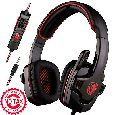 Gaming Headset Headphone Stereo Over Ear Wired 3.5mm Headphone With Microphone