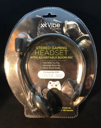 Vibe Gaming Stereo Headset with Adjustable BOOM MIC for XBOX 360 NEW 6ft Cable