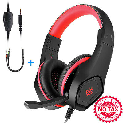 Gaming Headset,3.5mm Jack Over-Ear Headphone With Stereo Surround Sound (Red)
