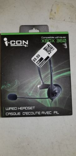 i-Con XBox 360 Wired Chat Headset, Inline Mute + Volume Control ~ Brand New