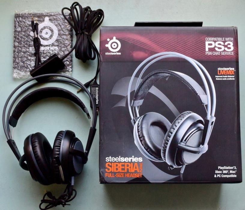 Steelseries Siberia V2 Full Size Black Gaming Headset PS3 Xbox Mac PC FREE S/H