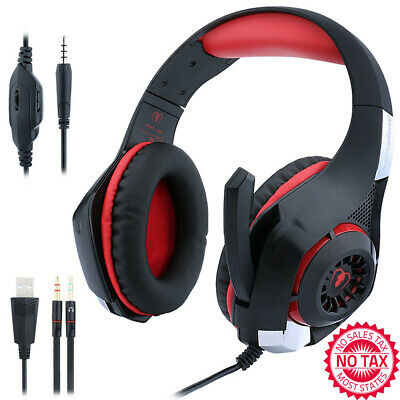 Gaming Headsets Stereo Headphones LED Over-ear With Volume Control, Microphone
