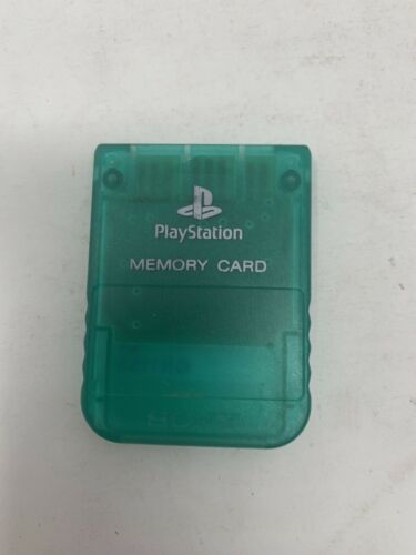 Playstation 1 Official Sony Brand memory card in Emerald Clear GREEN color one