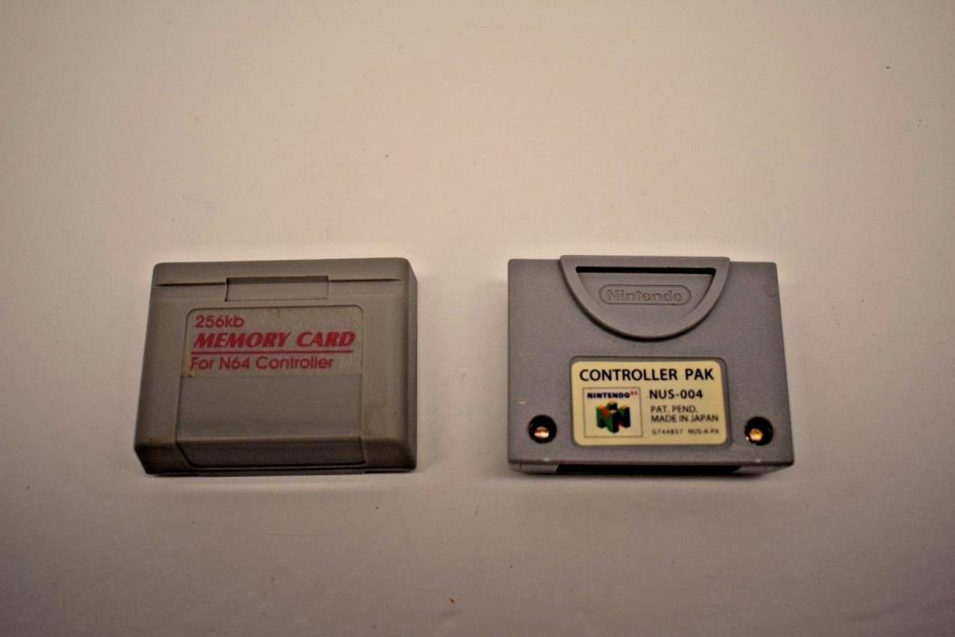 Nintendo 64 N64 Controller Pak NUS-004 OEM Memory Card and Nuby 256 kb Set of 2