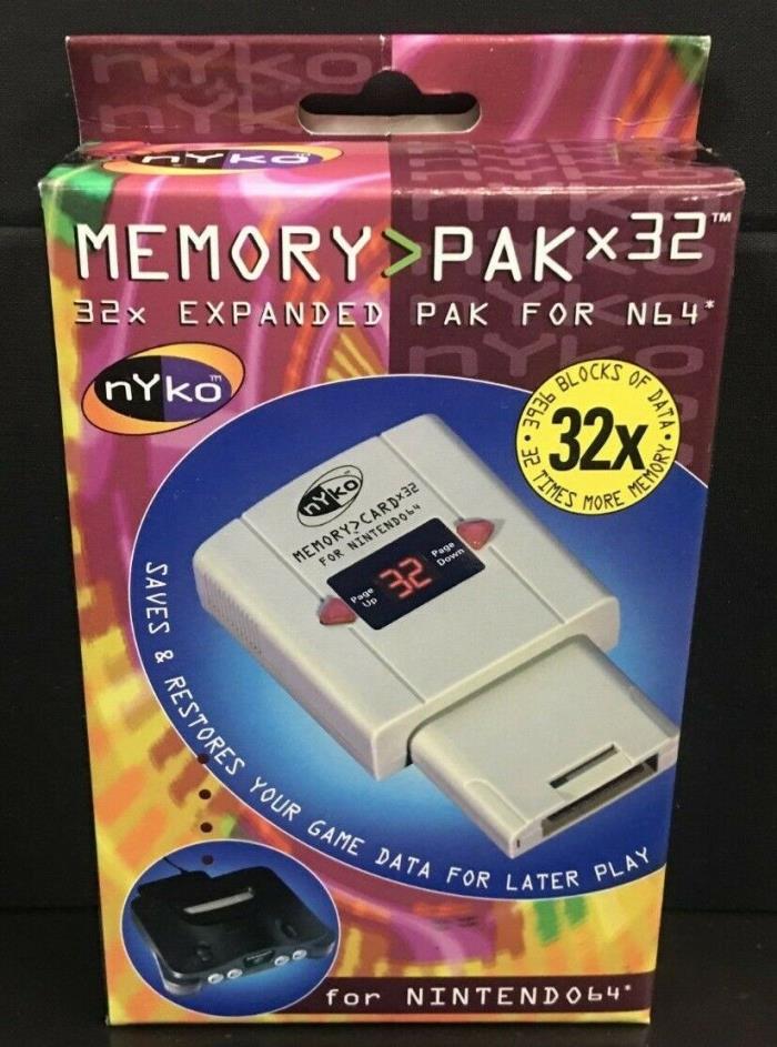 Nyko Nintendo 64 MEMORY PAK X 32 New, Factory Sealed controller card pack n64