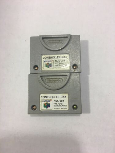 2 N64 Controller Pak NUS-004 OFFICIAL OEM NINTENDO TESTED WORKING FREE SHIPPING