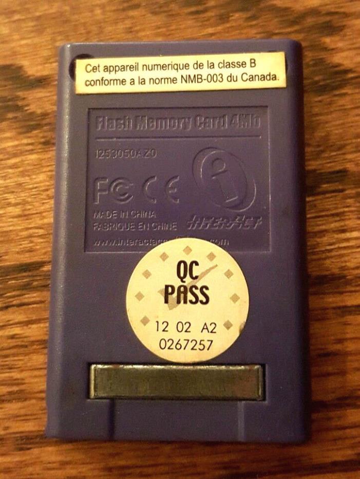 Nintendo GameCube InterAct Memory Card Flash Memory 4MB Purple Card Tested Works