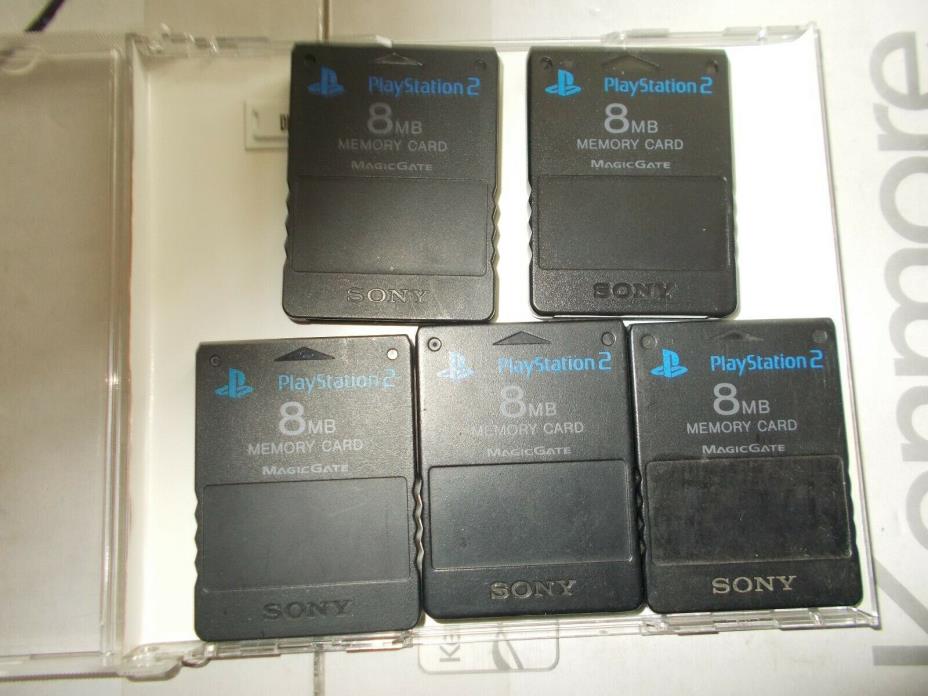 5 Playstation 2 8MB Memory Cards