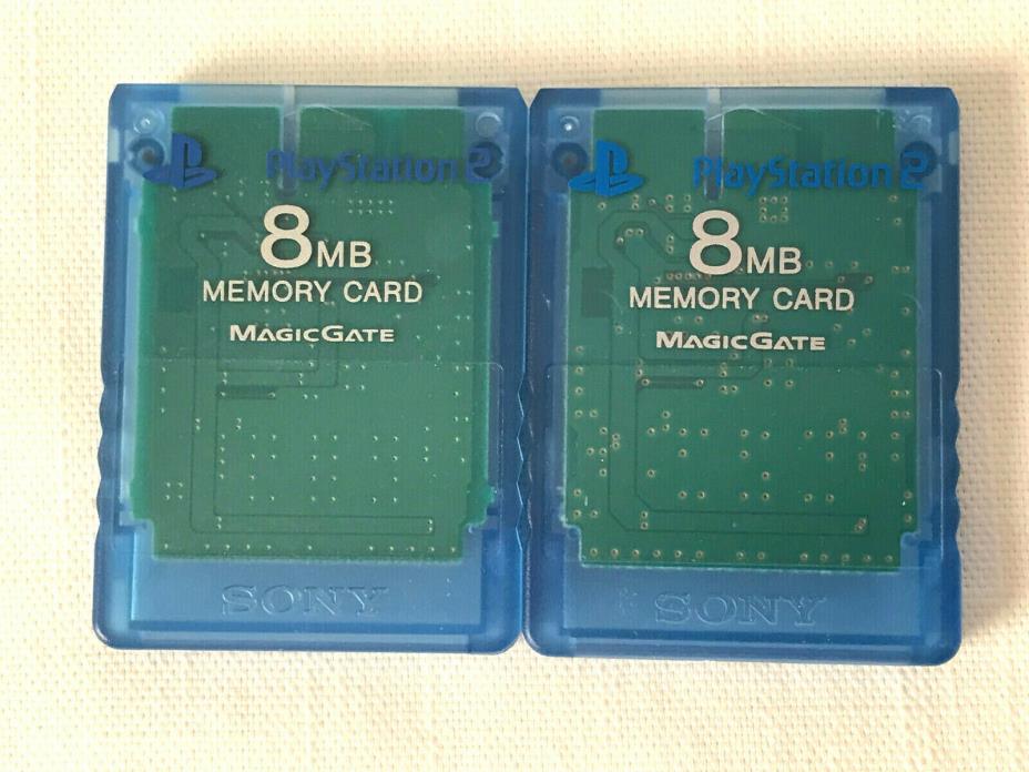 Lot Of 2 Official OEM Sony Playstation 2 PS2 8MB Magicgate Memory Card