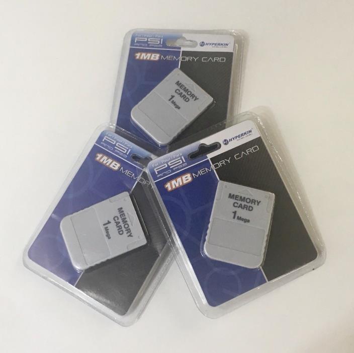 Hyperkin PS1 Memory Card (1MB) PlaystationX 1 for PS1 & PS2 games  New LOT of 3