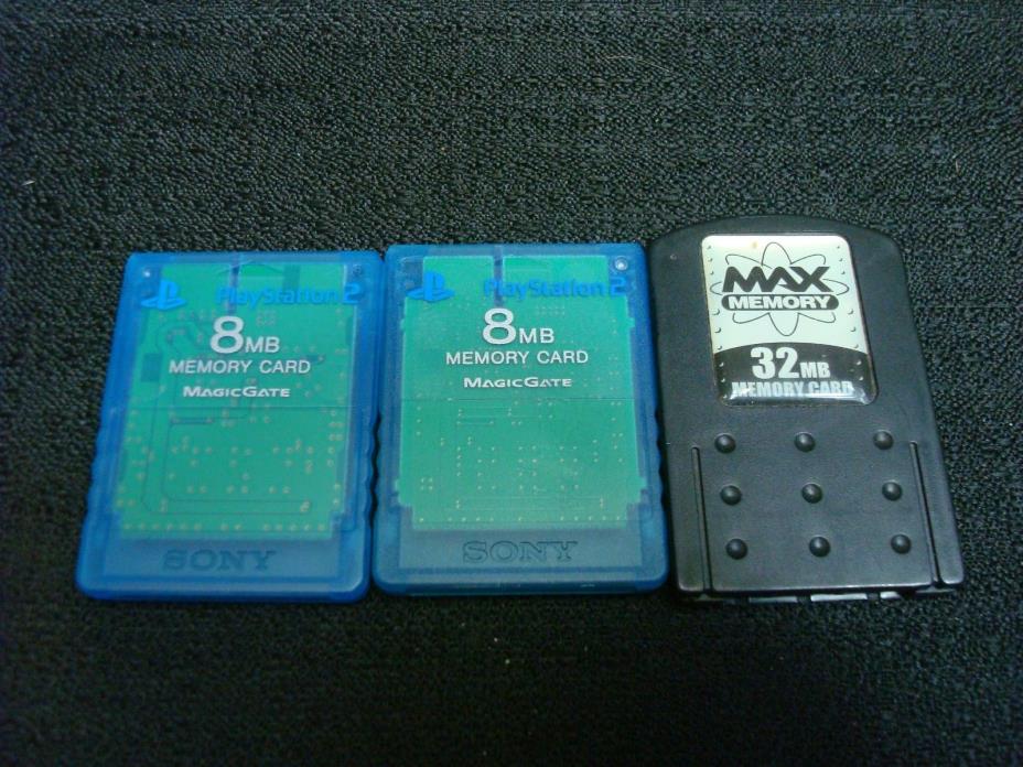 2 Official OEM Genuine Sony Playstation 2 PS2 8MB Memory Cards SCPH-10020 Blue