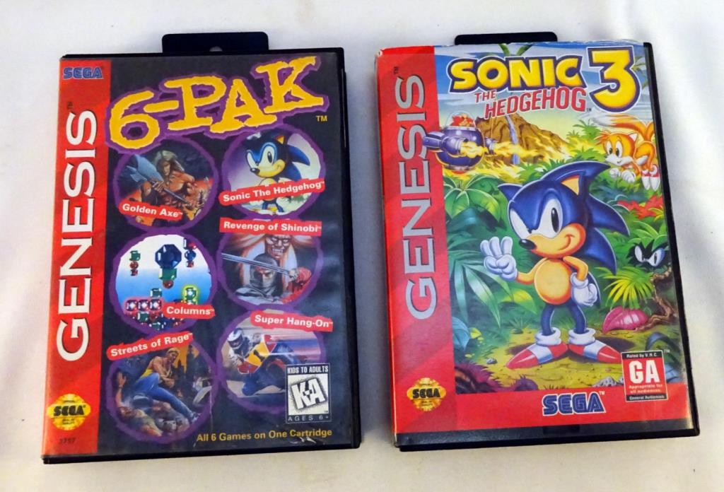 Sonic 3 The Headgehog & 6-Pak Sega Genesis Custom Case *NO GAMES*