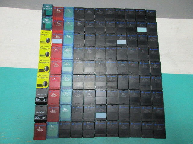 Lot of 99 Playstation 2 PS2 Memory Cards 97 8MB Sony 1 16mb 1 32mb