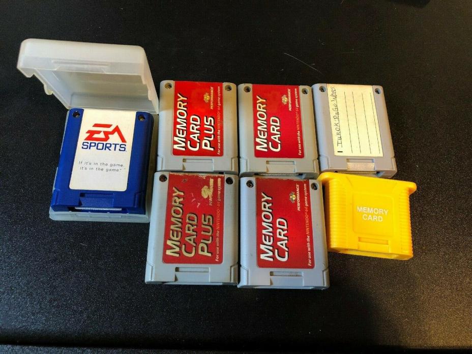 Lot of 7 n64 memory cards Nintendo EA SPORTS MEMORY CARD PERFORMANCE PLUS