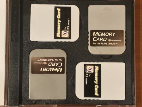 Lot of 4 PlayStation 1 PS1 Memory Cards Interact Performance Bundle - TESTED!!!
