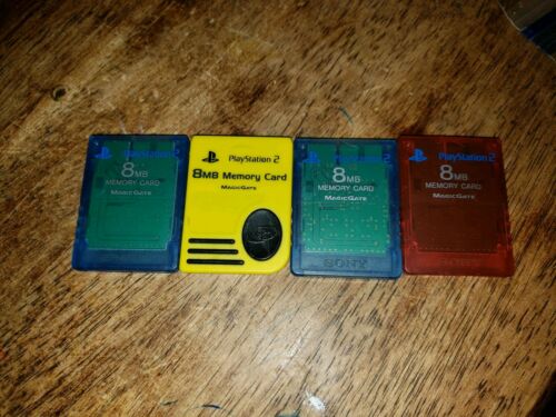 (4) Genuine Sony PlayStation 2 Memory Card 8MB