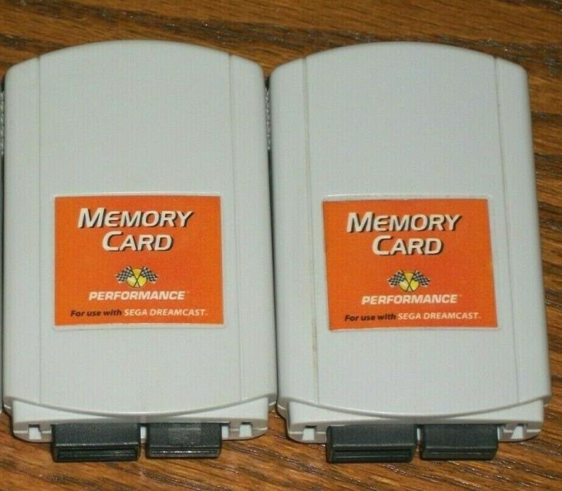 Lot of 2 Sega Dreamcast Performance Memory Cards Tested Working