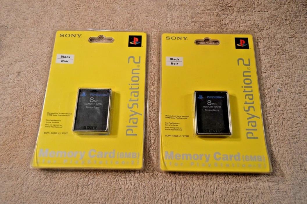 PS2 8MB Memory Cards – Brand New – Still in Factory packaging - Lot of 2