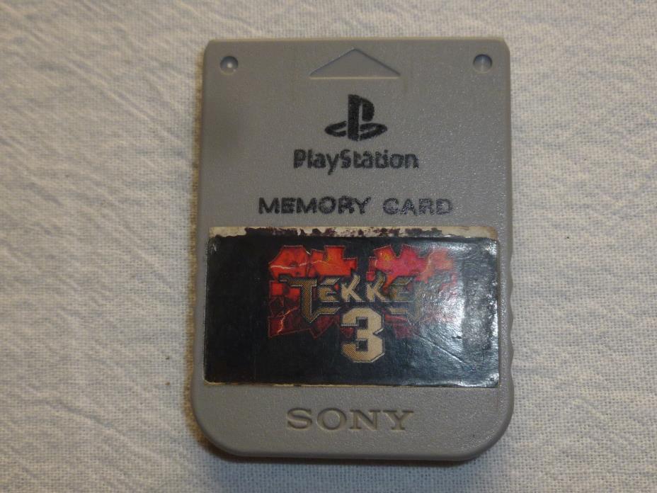 Gray Official SONY PLAYSTATION 1 PS1 Memory Card SCPH-1020 OEM, Tekken 3 Sticker