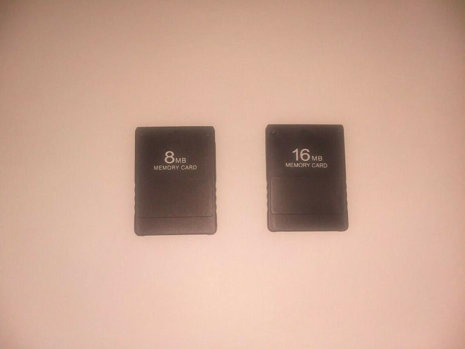 (2) Memory Cards 8MB & 16MB for For The Sony Playstation 2 USPS Tracking