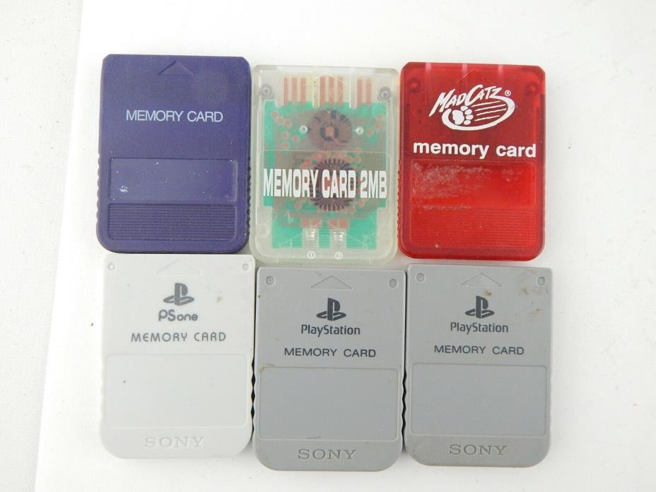 Lot of 6 Sony Playstation 1 PS1 Memory Cards 3 Original 3 MIXED - FAST FREE SHIP