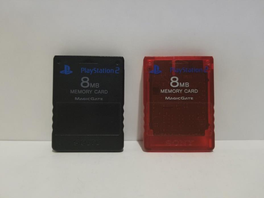 Sony Playstation 2 Clear Red & Black 8MB Memory Cards