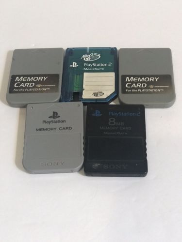 Sony Playstation 2 PS2 PS1 Memory Card lot of 5 Sony Memory Cards