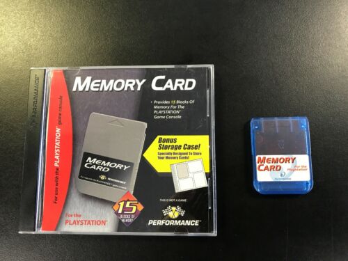 PS1 Playstation 1 - Memory Card Performance Blue w/ case