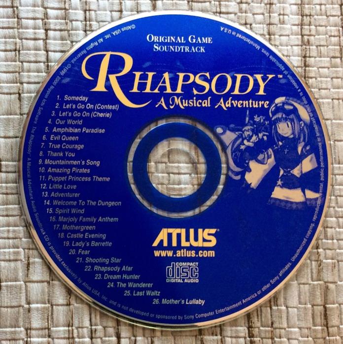 Only Soundtrack Music CD for Rhapsody (Sony Playstation PS1)